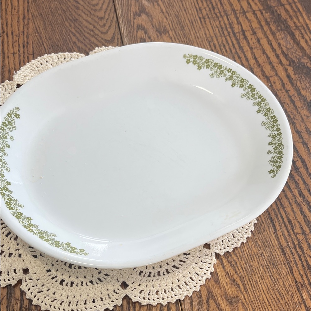 Corelle crazy Daisy White Platter with Green Floral Trim